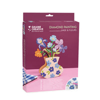 Kit di diamond painting per realizzare un vaso con i fiori.