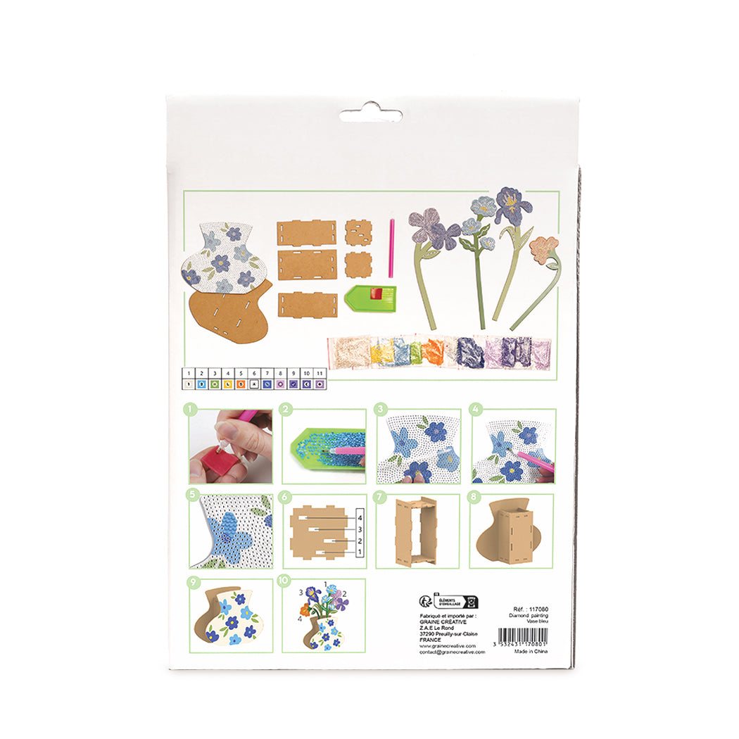 Kit di diamond painting per realizzare un vaso con i fiori.