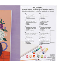 Kit di pittura con numeri per realizzare un vaso con fiori.