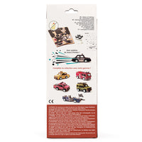 Set di costruzioni in legno 3d per realizzare il modellino della machina della polizia.