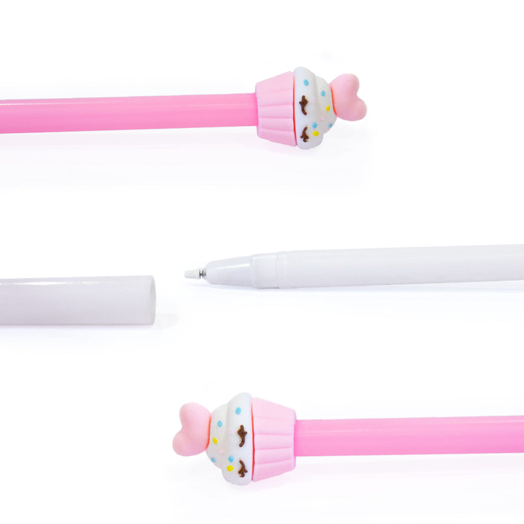 Penna gel ad inchiostro nero con cupcake.