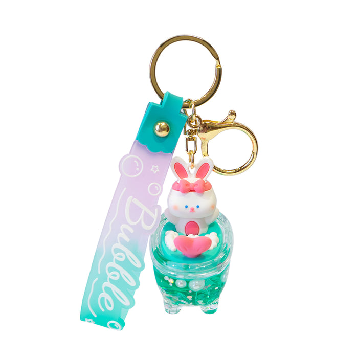 Portachiavi divertente con un tenero animaletto nella vasca da bagno.