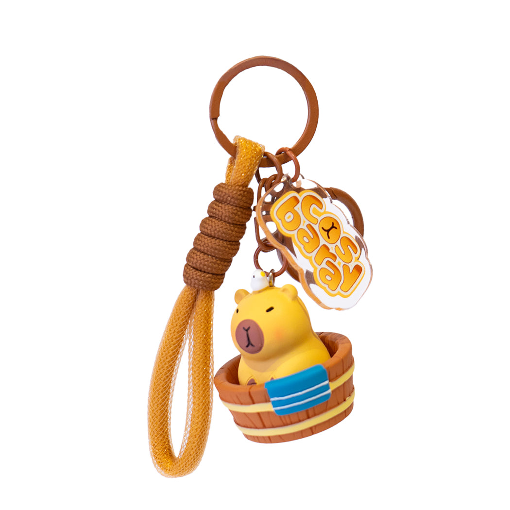 Simpatico portachiavi a forma di capibara.