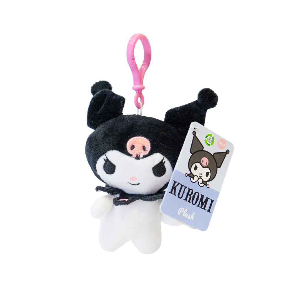 Portachiavi di peluche dei personaggi: Hello Kitty & Friends. La  Hello Kitty scheletro, Hello Kitty maglia lilla, My Melody, Kuromi, Kuromi maglia lilla