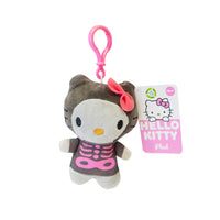 Portachiavi di peluche dei personaggi: Hello Kitty & Friends. La  Hello Kitty scheletro, Hello Kitty maglia lilla, My Melody, Kuromi, Kuromi maglia lilla