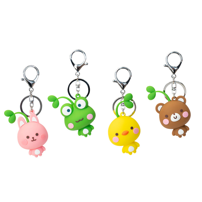 Portachiavi a forma di animaletto.
La collezione è composta da 4 animaletti: orsetto, pulcino, rana, coniglio.
