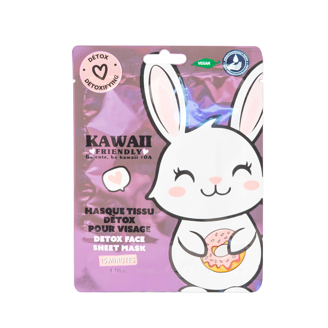 Face mask Kawaii con  acido ialuronico, estratto di pompelmo rosa ed olio essenziale di malaleuca.