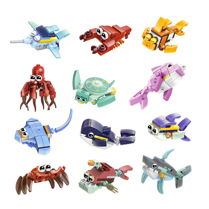 Costruzione a mattoncini della collezione animali marini.