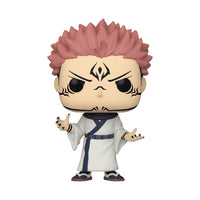 Funko Pop del personaggio  Ryomen Sukuna della serie JuJutsu Kaisen rappresentato mentre evoca delle maledizioni.