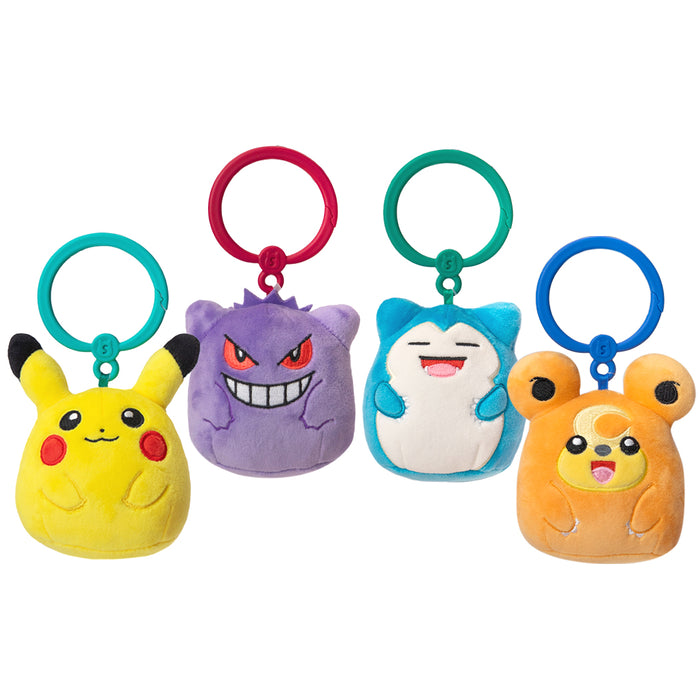 Portachiavi in plush a forma di personaggio dei Pokemon: Pikachu, Gengar, Teddiursa, Snorlax