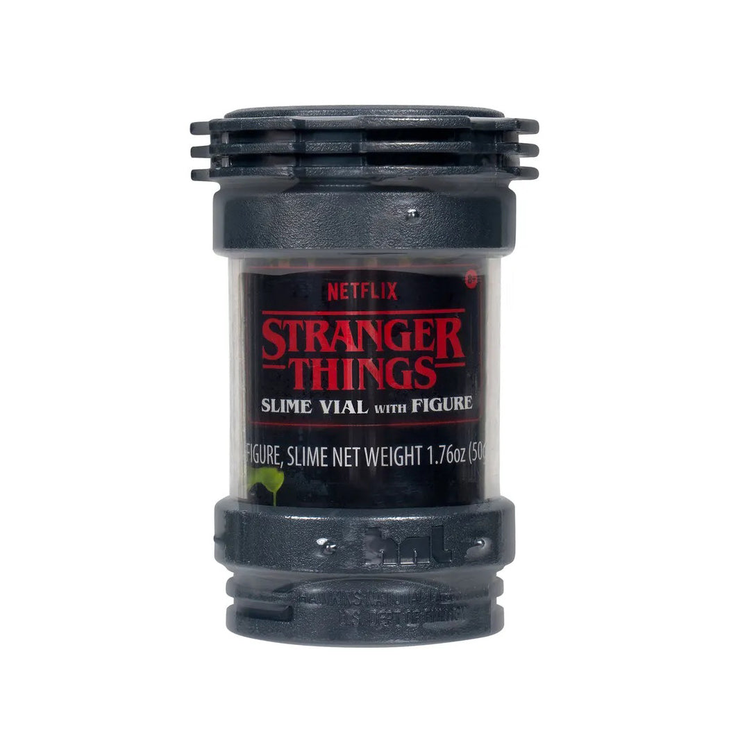Slime verde di Stranger Things. All'interno puoi trovare la statuina delle creature più iconiche della serie: Dart, Demogorgone, Democane.