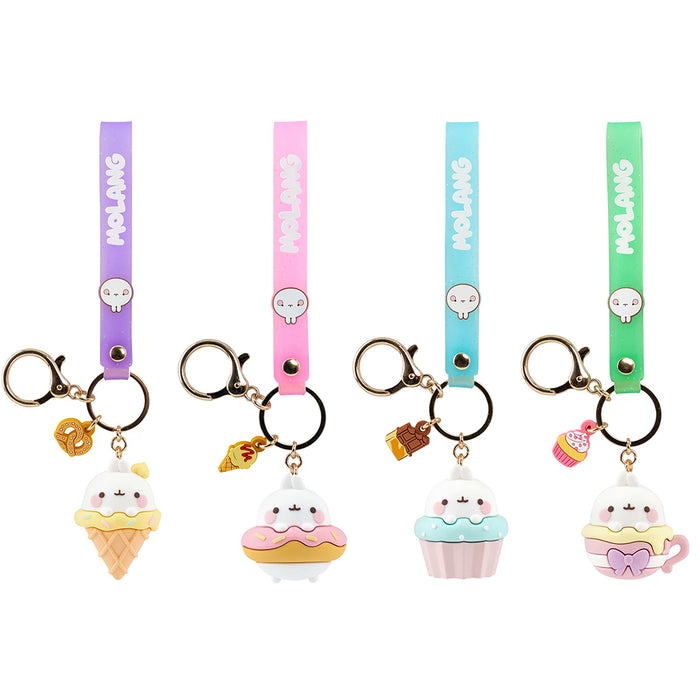 Portachiavi di Molang snack time series.
Il portachiavi è disponibile in 4 varianti: rosa, lilla, verde, celeste.