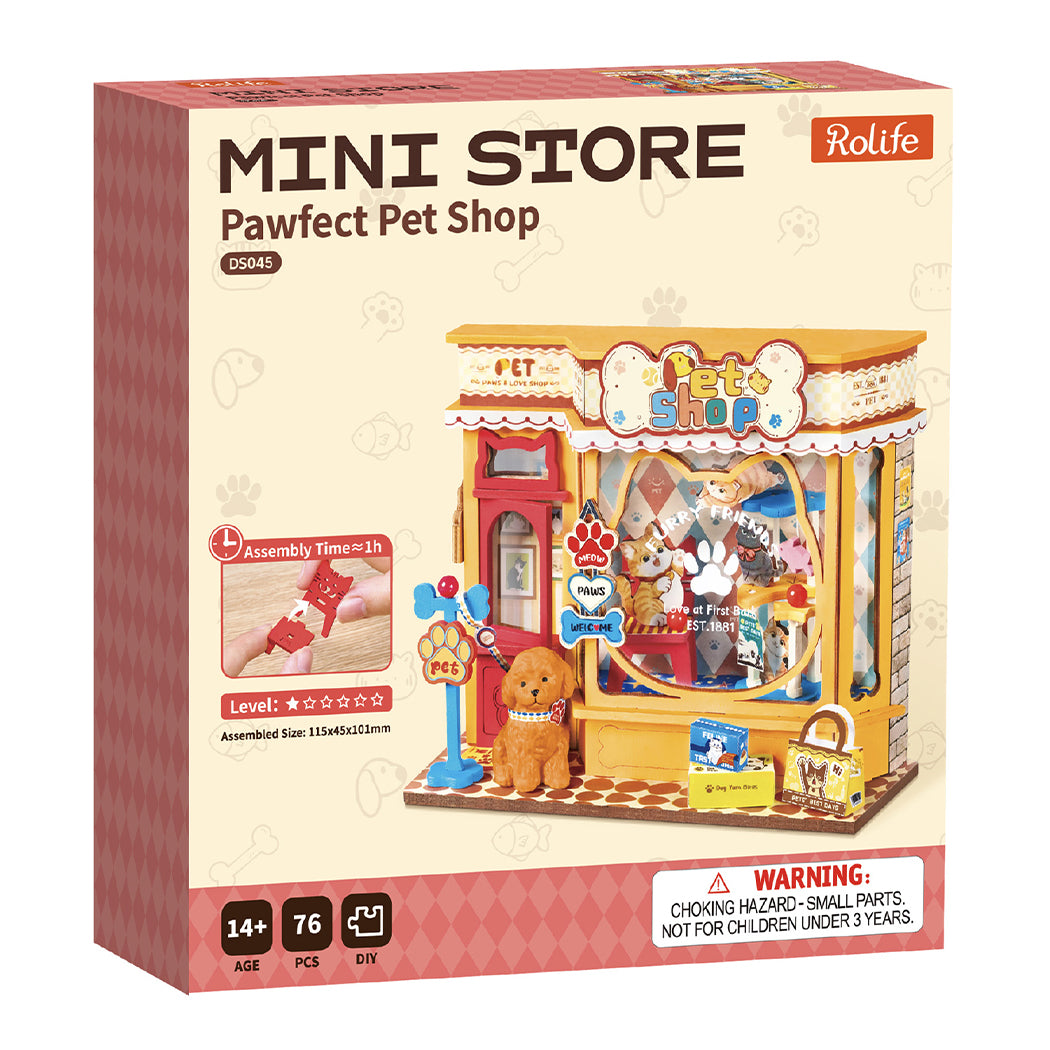 Puzzle in 3d che riproduce in miniatura un negozio per pet.