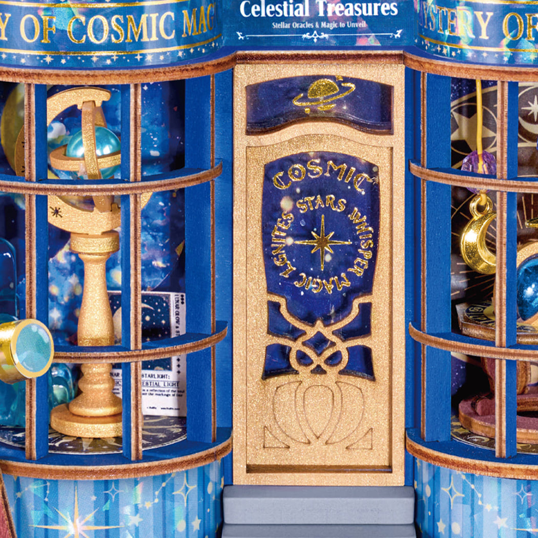 Puzzle in 3d che riproduce in miniatura un negozio di astronomia.