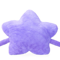 Plush fluffy a forma di stella lilla con braccia e gambe.