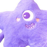 Plush fluffy a forma di stella lilla con braccia e gambe.