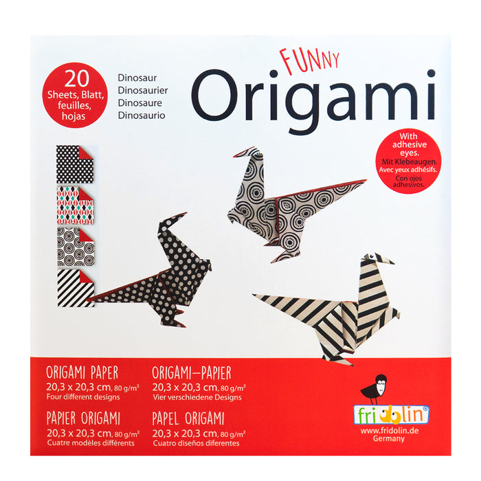 20 fogli di carta stampata per origami 20,3 x 20, 3 cm per realizzare un dinosauro