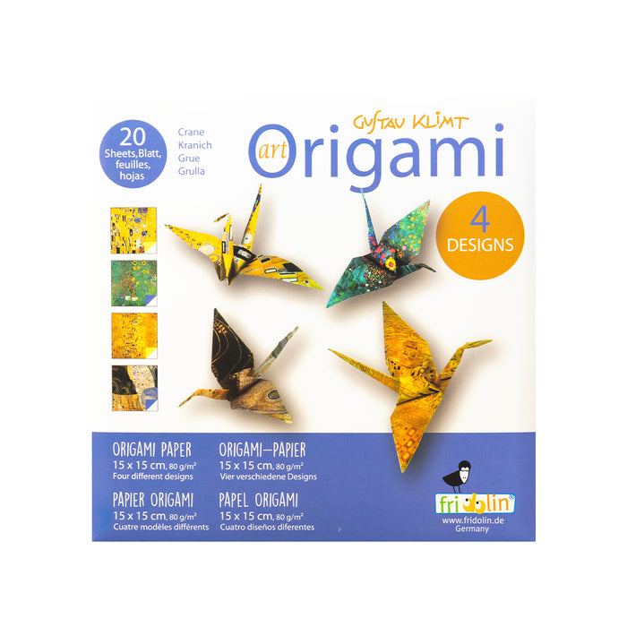 20 fogli di carta per origami 15x15 cm con stampa ispirata ai quadri di Gustav Klimt per realizzare una gru