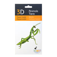 Puzzle in 3d in cartoncino che riproduce una mantide religiosa.