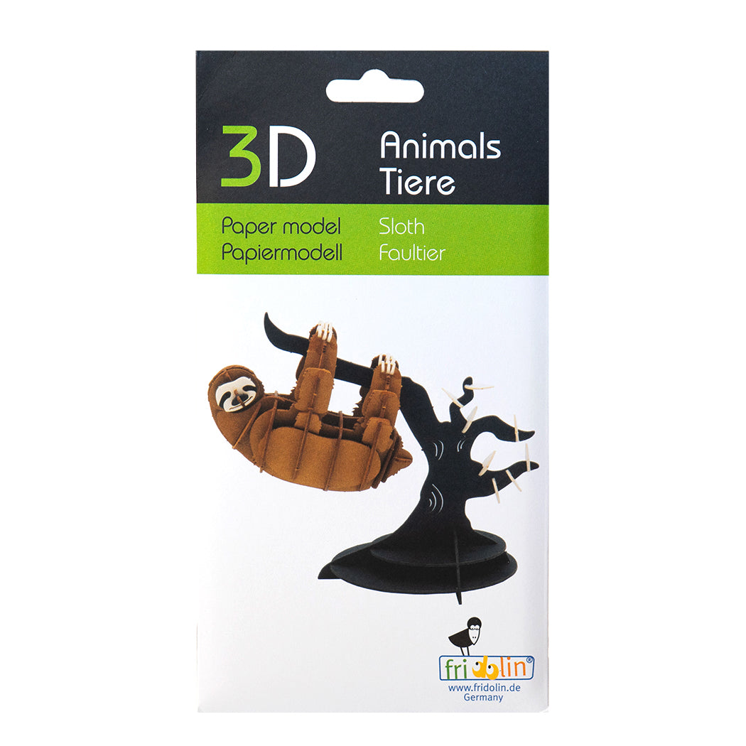 Puzzle in 3d in cartoncino che riproduce un bradipo.