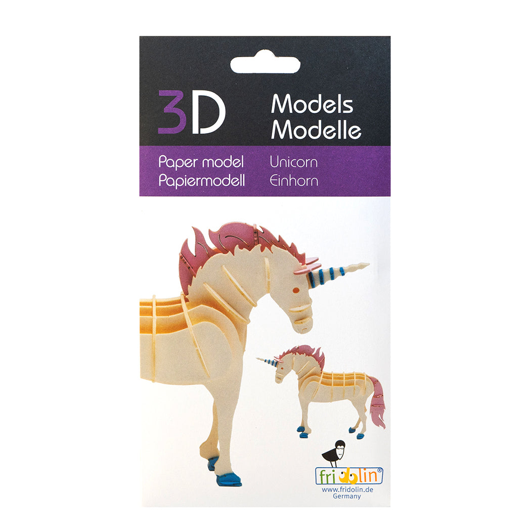 Puzzle in 3d in cartoncino che riproduce un unicorno