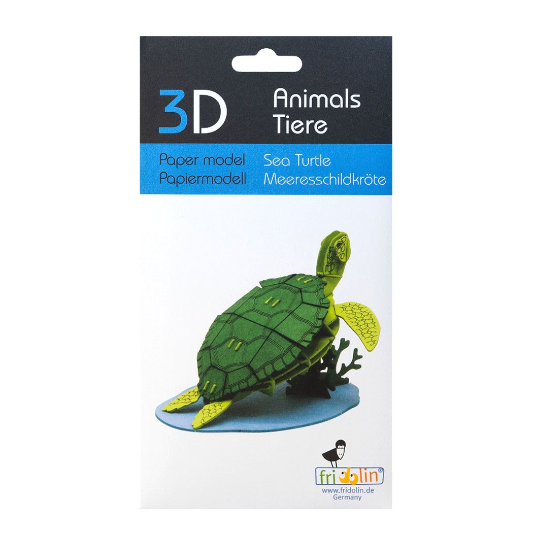 Puzzle in 3d in cartoncino che riproduce una tartaruga marina.