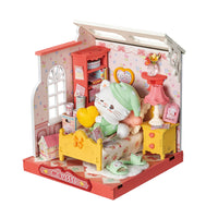 Puzzle in 3d che riproduce in miniatura la cameretta del gattino Mousse.