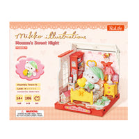 Puzzle in 3d che riproduce in miniatura la cameretta del gattino Mousse.