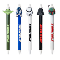Penna gel cancellabile di Star Wars con l'inchiostro blu, disponibile in 4 varianti: Yoda, Darth Vader, Boba Fett, R2D2, Stormtrooper.