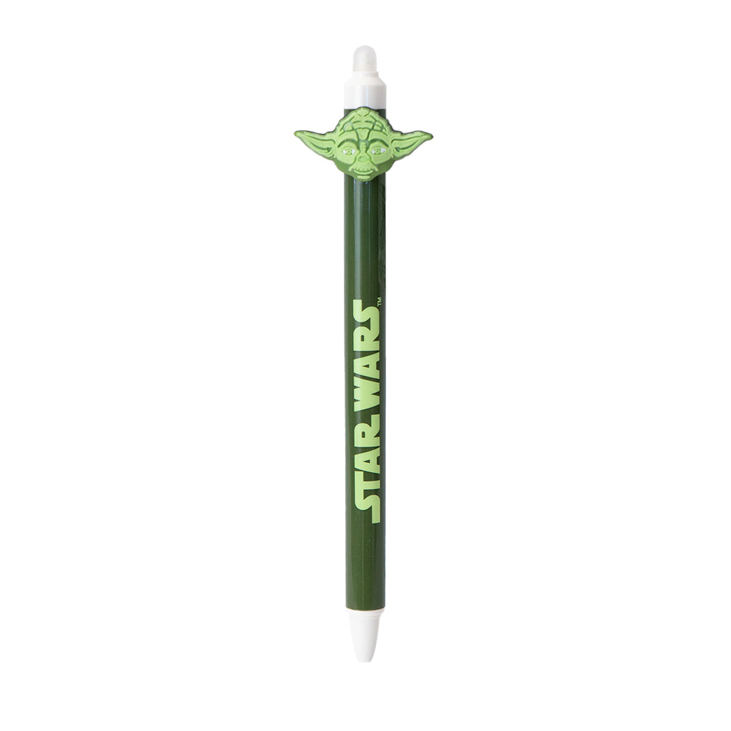 Penna gel cancellabile di Star Wars con l'inchiostro blu, disponibile in 4 varianti: Yoda, Darth Vader, Boba Fett, R2D2, Stormtrooper.