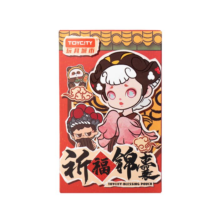 Blind Box dei personaggi più iconici di Toycity ovvero Mr Pa, Laura e Monboo nella serie Blessing Pouch.