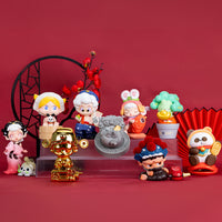 Blind Box dei personaggi più iconici di Toycity ovvero Mr Pa, Laura e Monboo nella serie Blessing Pouch.