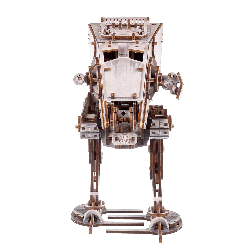 Modellino in legno 3d del personaggio AT - ST Walker della serie Star Wars.