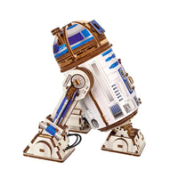 Modellino in legno 3d del personaggio R2 - D2 della serie Star Wars.