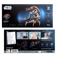 Modellino in legno 3d del personaggio Droideka della serie Star Wars.