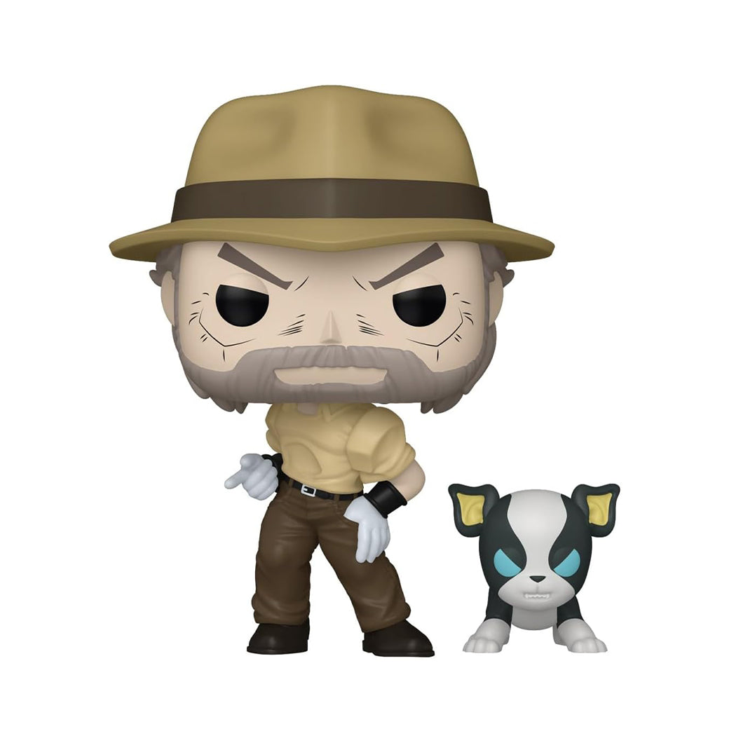 Funko Pop del personaggio Joseph Joeastar con Iggy della serie Jojo's bizarre adventure.