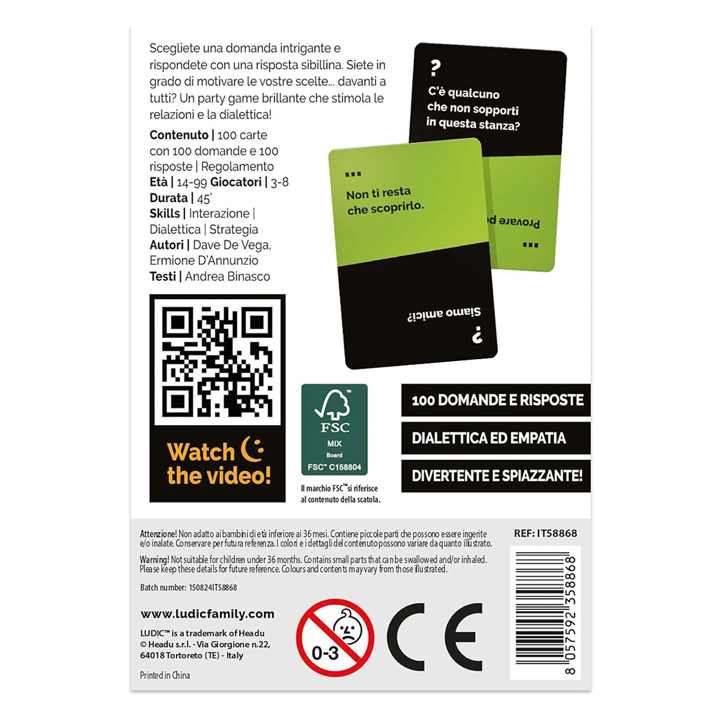 Gioco di carte per stimolare la dialettica e le relazioni.