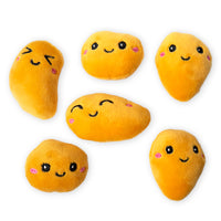 Box con 6 piccoli peluche a forma di chicken nuggets.