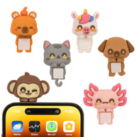 Adesivo a forma di animaletto in silicone per decorare il tuo cellulare, disponibile in 6 varianti: unicorno, cagnolino, gatto, axolotl, scimmietta, capibara.