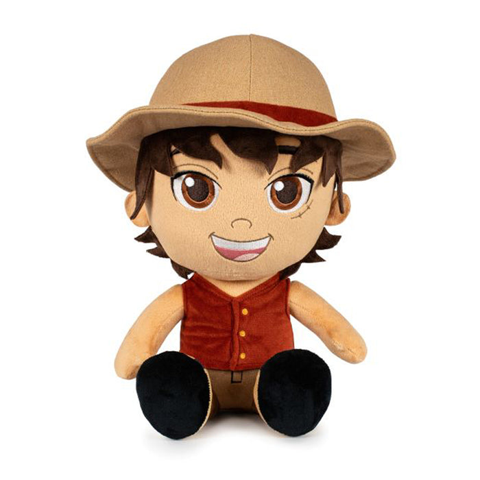 Plush del personaggio Luffy di One Piece.