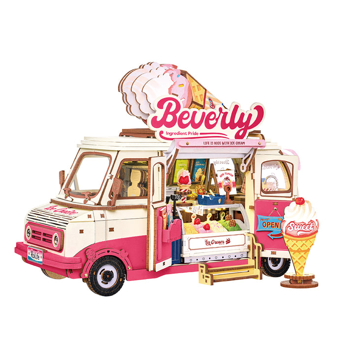 Puzzle in 3d che riproduce in miniatura un furgoncino dei gelati.