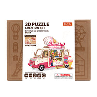 Puzzle in 3d che riproduce in miniatura un furgoncino dei gelati.