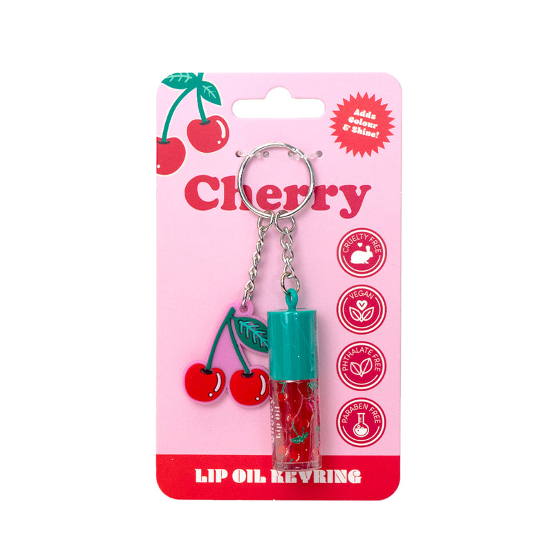 Portachiavi con lip oil al gusto ciliegia.