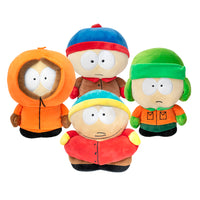Plush dei personaggi di South Park: Stan, Kyle, Cartman, Kenny.