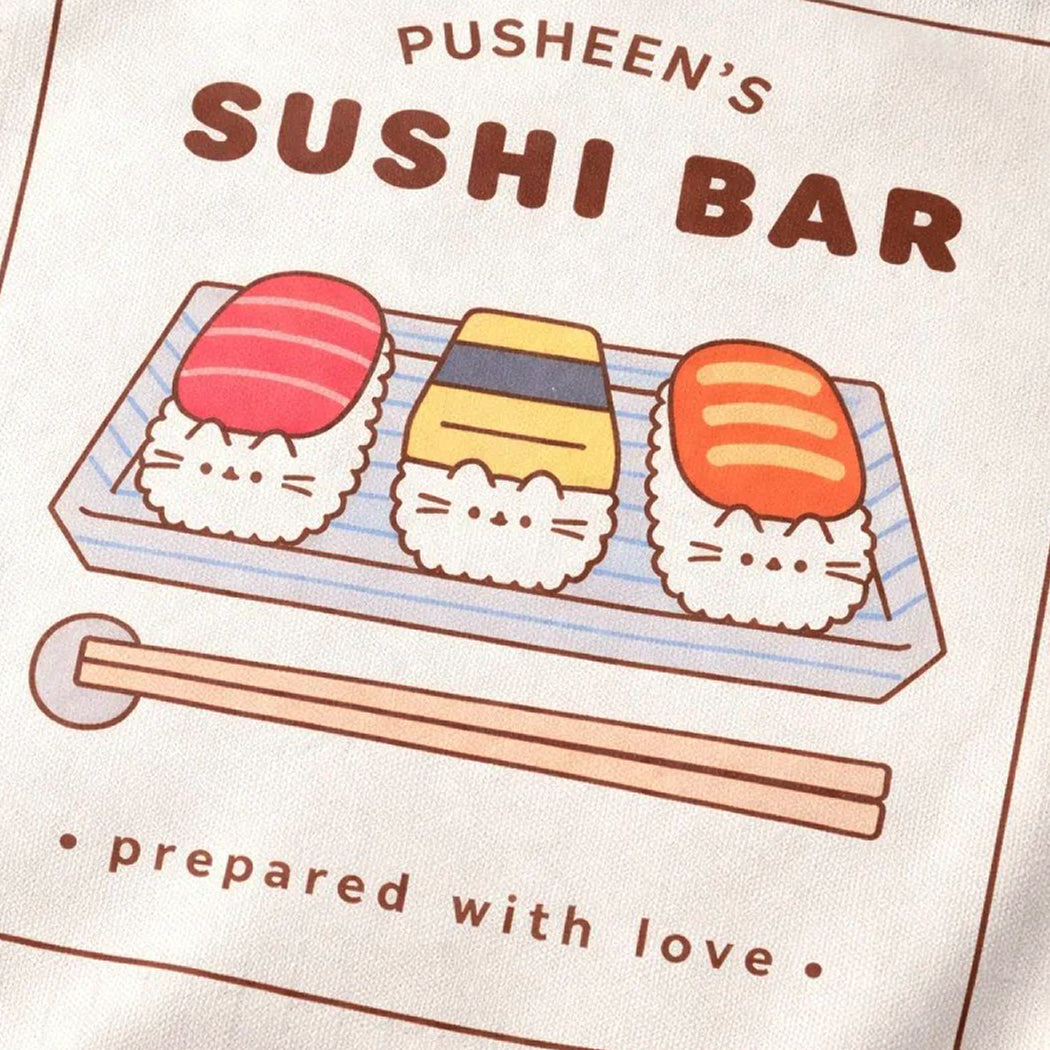 Shopping bag in cotone e poliestere con fantasia sushi Pusheen.