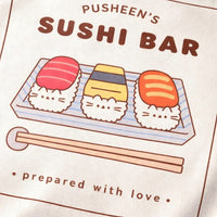 Shopping bag in cotone e poliestere con fantasia sushi Pusheen.