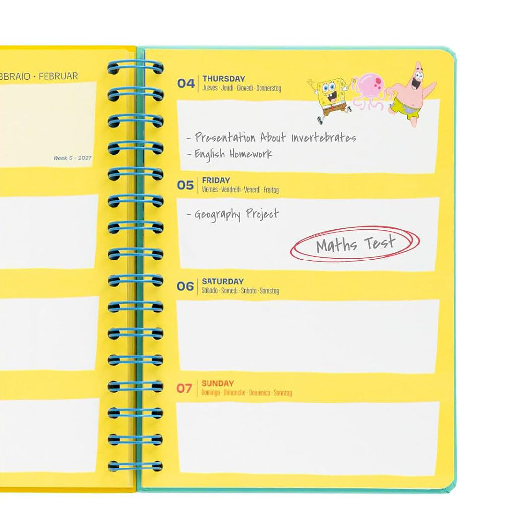 Weeky planner scolastico 26/27 di Spongebob.