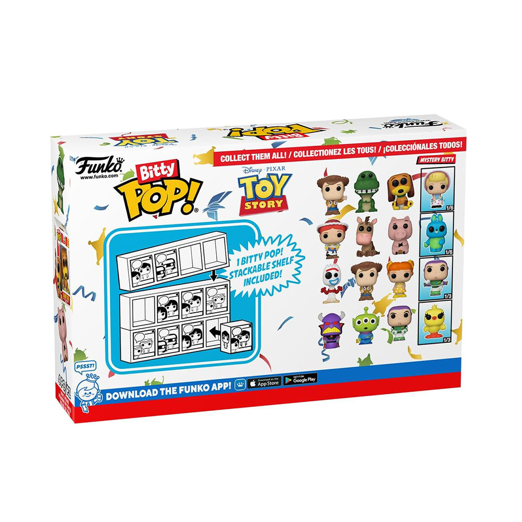 Bitty Pop set di della serie Toy Story. 
La confezione contiene 4 Bitty Pop dei personaggi: Forky, Woody, Gabby Gabby, più un quarto personaggio misterioso.