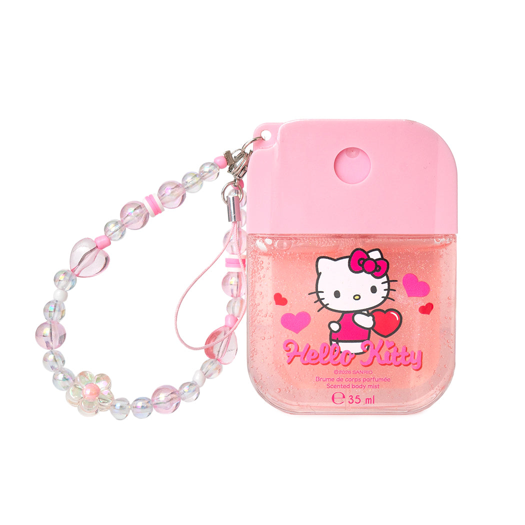 Spray corpo rinfrescante di Hello Kitty al profumo di pesca.