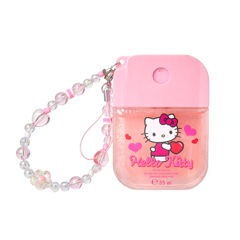 Spray corpo rinfrescante di Hello Kitty al profumo di pesca.